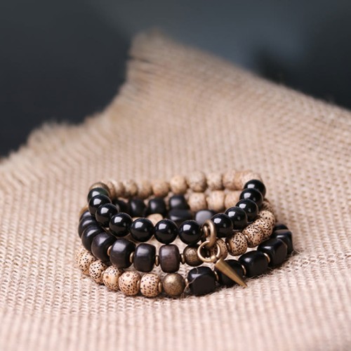 Tibetan Bodhi Seed Black Obsidian Copper Peace Bracelet Tibetan Bodhi Seed Black Obsidian Copper Peace Bracelet