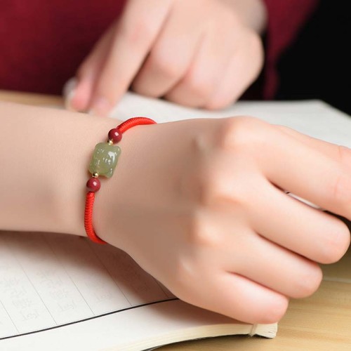 Jade Cinnabar Lucky Tiger Bracelet
