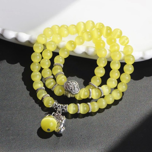 Cat Eye PiXiu Support Triple Wrap Bracelet
