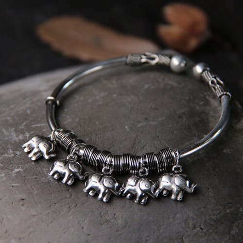 925 Sterling Silver Elephant Strength Bracelet