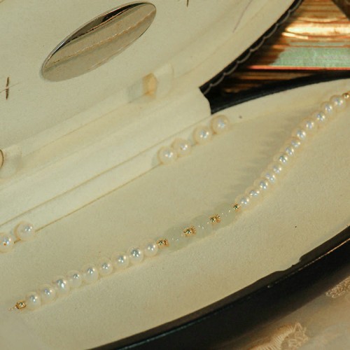 14K Gold Plated Pearl Hetian Cyan Jade Sincerity Bead Bracelet 14K Gold Plated Pearl Hetian Cyan Jade Sincerity Bead Bracelet