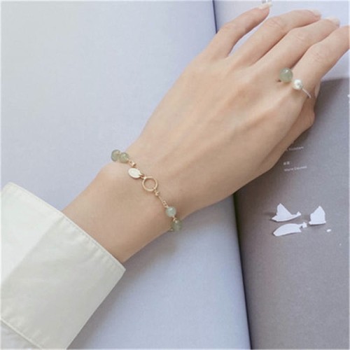 Hetian Jade 14K Gold Luck Beaded Bracelet