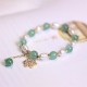 Green Strawberry Quartz Pearl Flower Charm Bracelet Green Strawberry Quartz Pearl Flower Charm Bracelet
