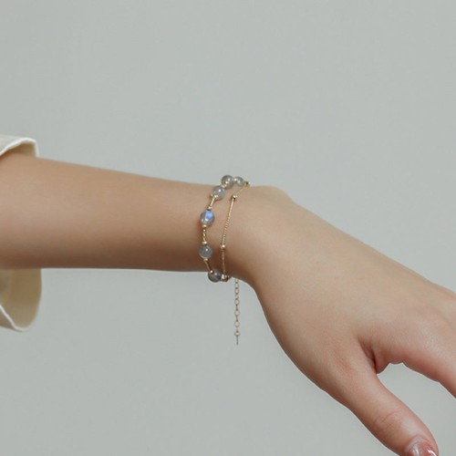 Moonstone Positive Charm Chain Bracelet Moonstone Positive Charm Chain Bracelet