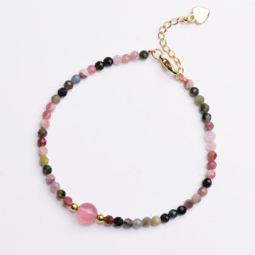 Colorful Tourmaline Strawberry Quartz Positive Love Bracelet Colorful Tourmaline Strawberry Quartz Positive Love Bracelet