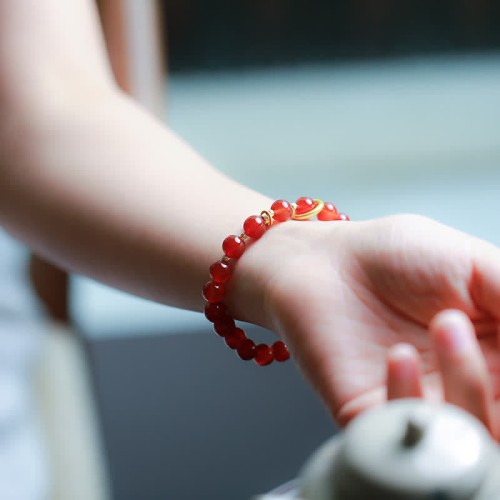 Natural Red Agate Confidence Letter Bracelet Natural Red Agate Confidence Letter Bracelet
