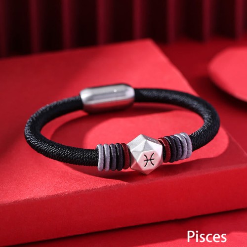 999 Sterling Silver Zodiac Blessing Handmade String Bracelet 999 Sterling Silver Zodiac Blessing Handmade String Bracelet