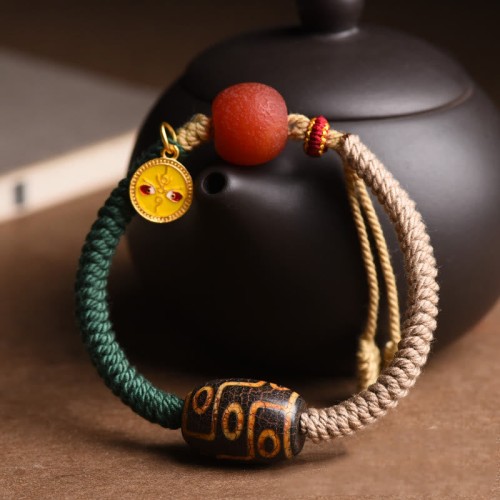 Handmade Tibetan Nine-Eye Dzi Bead Wealth Rope Bracelet Handmade Tibetan Nine-Eye Dzi Bead Wealth Rope Bracelet