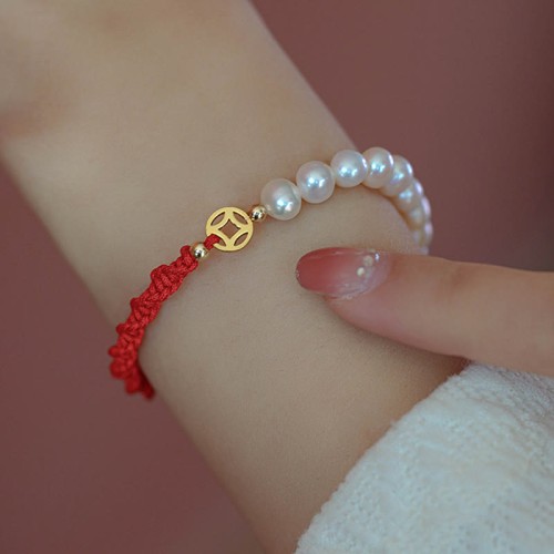 14K Gold Plated Pearl Luck Red String Bracelet 14K Gold Plated Pearl Luck Red String Bracelet