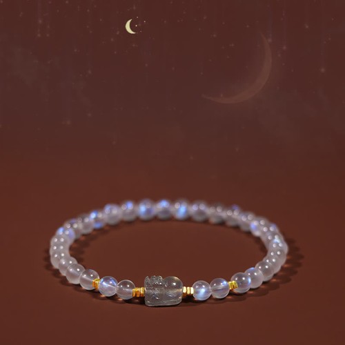 925 Sterling Silver Gold Plated Moonstone PiXiu Bracelet 925 Sterling Silver Gold Plated Moonstone PiXiu Bracelet