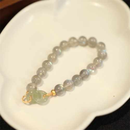 Moonstone Hetian Jade Peace Buckle Healing Bracelet Moonstone Hetian Jade Peace Buckle Healing Bracelet