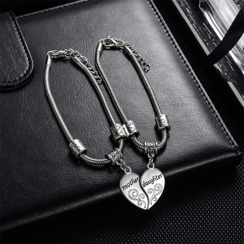 Mother Daughter 2pcs Heart Bracelets Mother Daughter 2pcs Heart Bracelets