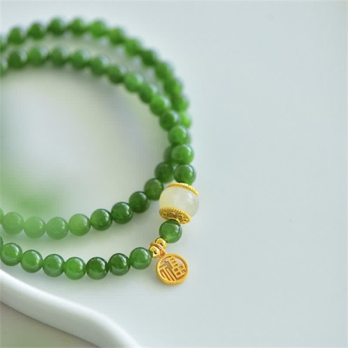 Hetian Cyan Jade Happiness Blessing Bracelet Hetian Cyan Jade Happiness Blessing Bracelet