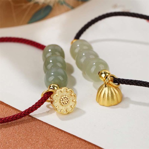 Hetian Jade Bead Lotus Pod Prosperity Bracelet