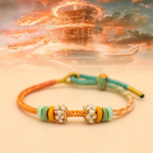 Peach Blossom Knot Luck Braided Bracelet