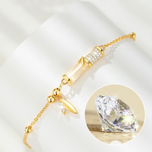 925 Silver White Jade Bamboo Leaf Zircon Bracelet 925 Silver White Jade Bamboo Leaf Zircon Bracelet