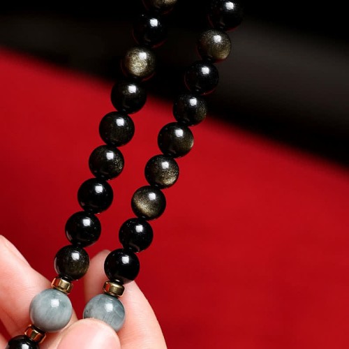 108 Mala Beads Gold Sheen Obsidian Wealth Bracelet 108 Mala Beads Gold Sheen Obsidian Wealth Bracelet