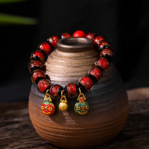 Swallowing Beast Cinnabar Bead Bracelet