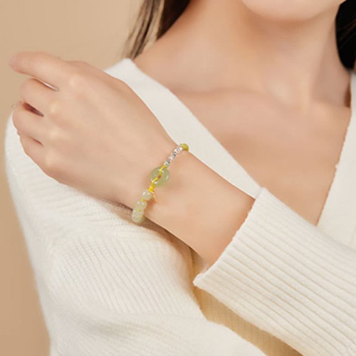 Sterling Silver Hetian Jade Luck Bracelet