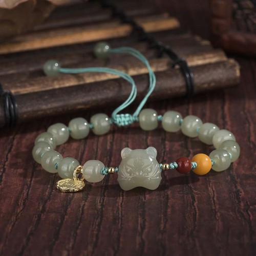 Chinese Zodiac Tiger Jade Blessing Bracelet