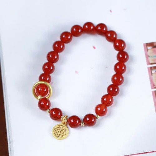 Natural Red Agate Confidence Letter Bracelet Natural Red Agate Confidence Letter Bracelet