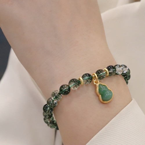Green Phantom Confidence Gourd Buddha Charm Bracelet