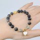 Natural Silver Sheen Obsidian Heart Star Flower Protection Bracelet