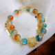 Liuli Glass Bead Chinese Lock Fortune Bracelet Liuli Glass Bead Chinese Lock Fortune Bracelet