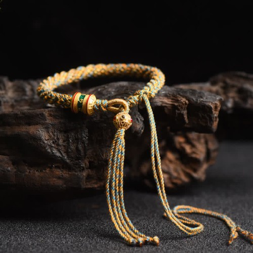 Tibetan Luck Prayer Wheel Bead Bracelet