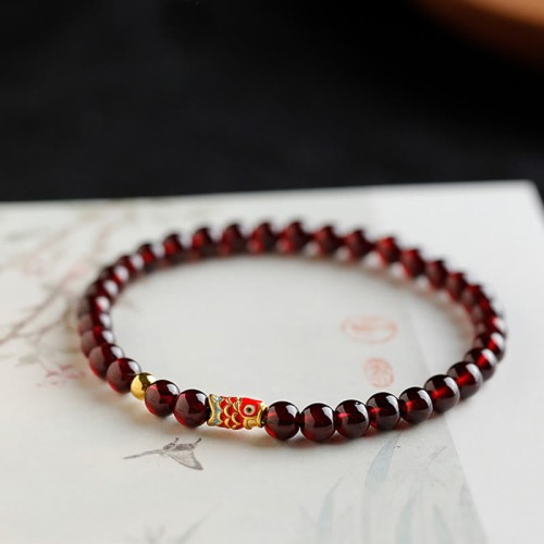 999 Gold Koi Fish Garnet Protection Bracelet 999 Gold Koi Fish Garnet Protection Bracelet