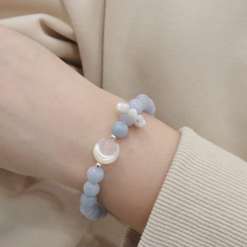925 Silver Amethyst Aquamarine Cat's Eye Healing Bracelet