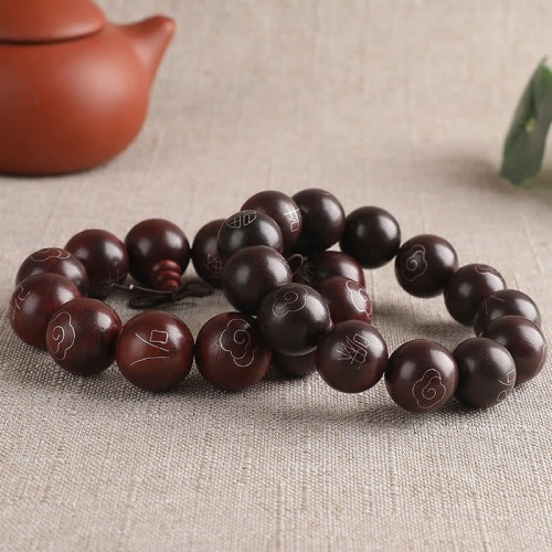 Red Sandalwood Om Mani Padme Hum Protection Bracelet Red Sandalwood Om Mani Padme Hum Protection Bracelet