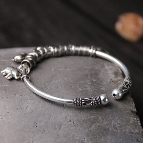 925 Sterling Silver Elephant Strength Bracelet