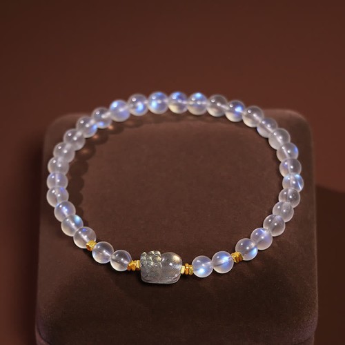 925 Sterling Silver Gold Plated Moonstone PiXiu Bracelet 925 Sterling Silver Gold Plated Moonstone PiXiu Bracelet