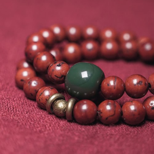 Bodhi Seed Cyan Jade Copper Peace Bracelet