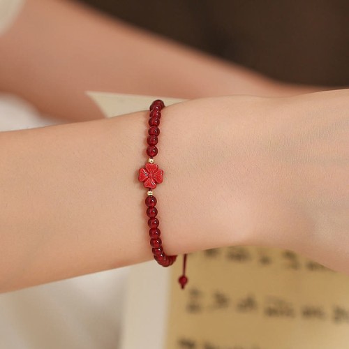 Natural Red Agate Endless Knot Confidence Bracelet