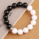 925 Sterling Silver Black Obsidian White Shell Yin Yang Bracelet 925 Sterling Silver Black Obsidian White Shell Yin Yang Bracelet