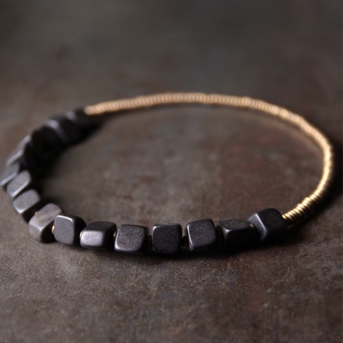 Tibetan Ebony Copper Peace Double Wrap Bracelet Tibetan Ebony Copper Peace Double Wrap Bracelet