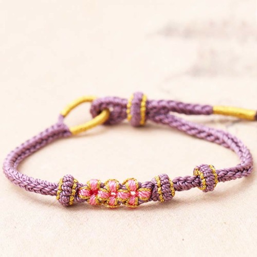 Peach Blossoms Luck Braided String Bracelet