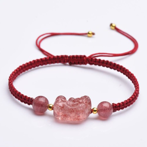 Strawberry Quartz PiXiu Lucky Red String Bracelet Strawberry Quartz PiXiu Lucky Red String Bracelet