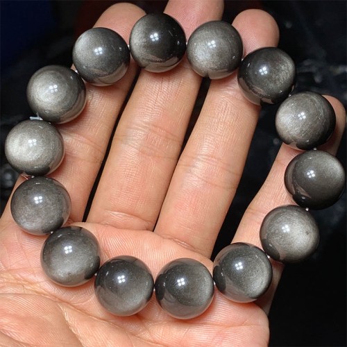 Silver Sheen Obsidian Protection Bracelet Silver Sheen Obsidian Protection Bracelet