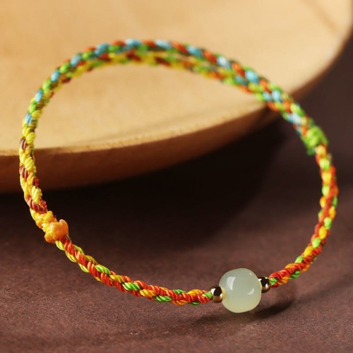 Colorful Rope Jade Bead Abundance Bracelet