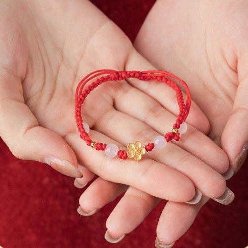 Handmade 925 Silver Peach Blossom Chalcedony Luck Bracelet Handmade 925 Silver Peach Blossom Chalcedony Luck Bracelet
