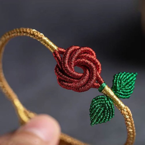 Rose Flower Peace Knot Handmade Luck Bracelet Rose Flower Peace Knot Handmade Luck Bracelet