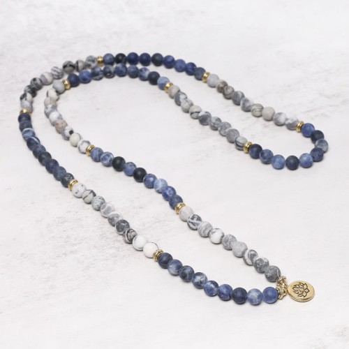 108 Natural Stone Lotus Pendant Bracelet 108 Natural Stone Lotus Pendant Bracelet