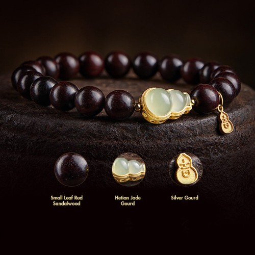 Red Sandalwood Gourd Jade Calm Bracelet