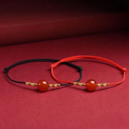 Natural Red Agate Cat Eye Calm Braided Necklace Pendant