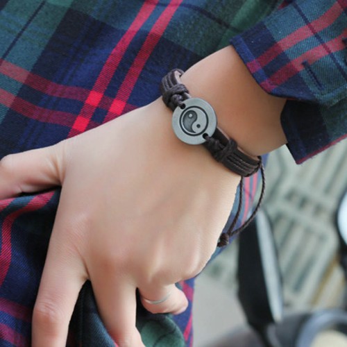 Retro Yin Yang Leather Harmony Bracelet