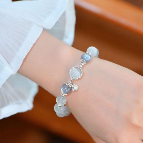 925 Silver Cat Eye Moonstone Love Bracelet 925 Silver Cat Eye Moonstone Love Bracelet