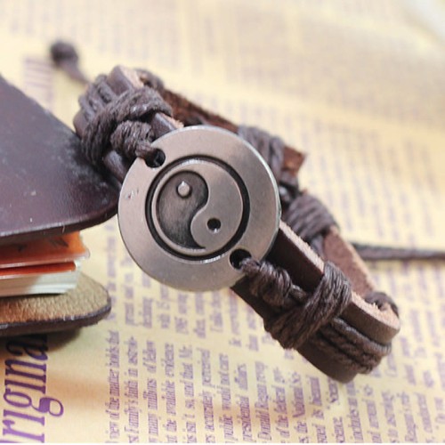 Retro Yin Yang Leather Harmony Bracelet